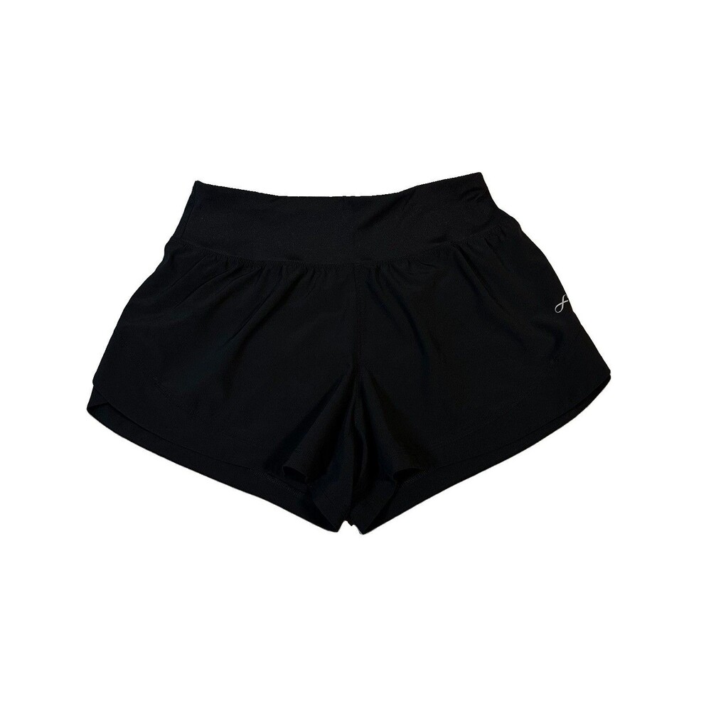 Freely Womens Small Black Athletic Running Shorts Lined Zipper Back Pocket S